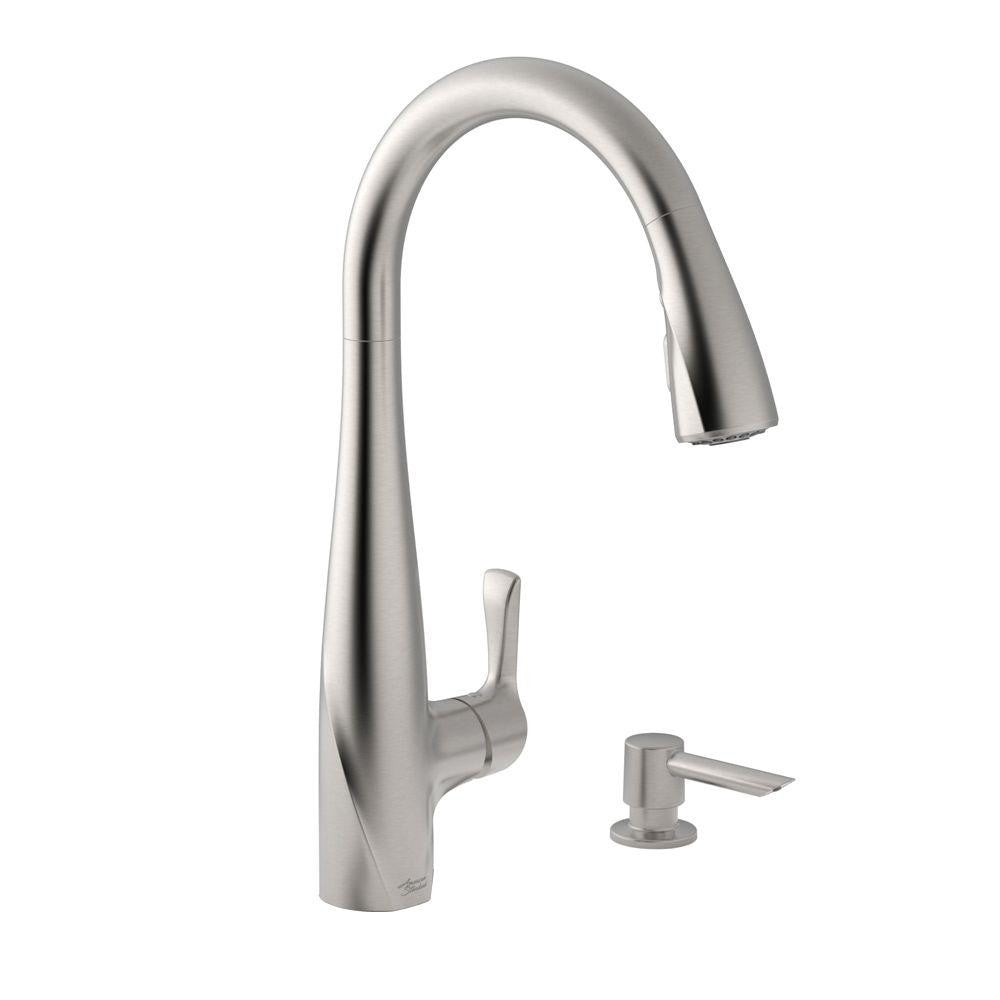 American Standard Lillian Pull-Down Sprayer Kitchen Faucet w/Soap Dispenser in Stainless Steel