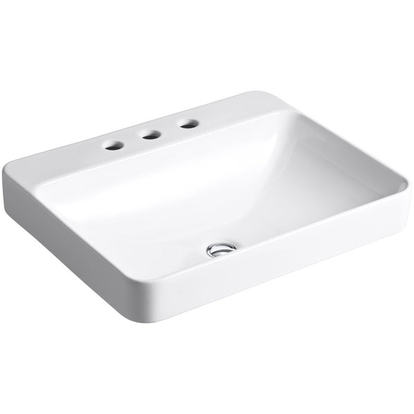 KOHLER Vox White Vessel Rectangular Bathroom Sink with Overflow