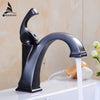 New Brass Oil Rubbed Bronze Black Deck Mount Bathroom Faucet Vanity Vessel Sinks Mixer Tap Cold And Hot Water Tap 7269